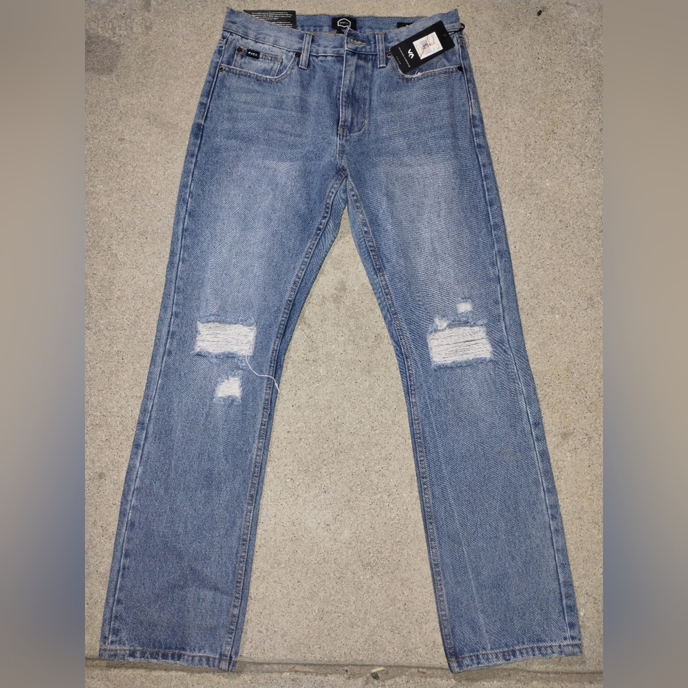 RVCA | Mens straight leg light blue denim jeans